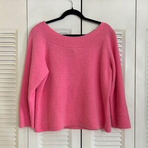 Rafaella Angora Lambswool Pink Sweater XL Soft Luxury Bateau Neck Rabbit Hair